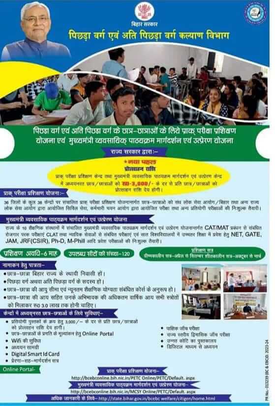 Bihar NET, Gate, Ph.D Free Coaching form 2023